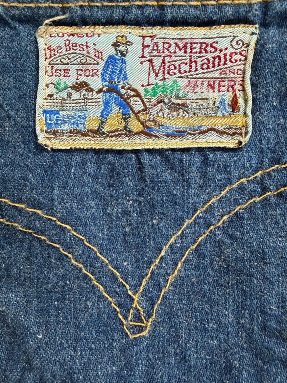 RARE Vintage Levis Denim Midi Skirt Farmers & Mechanics Patch Blue High-Waist 9 - Picture 3 of 10